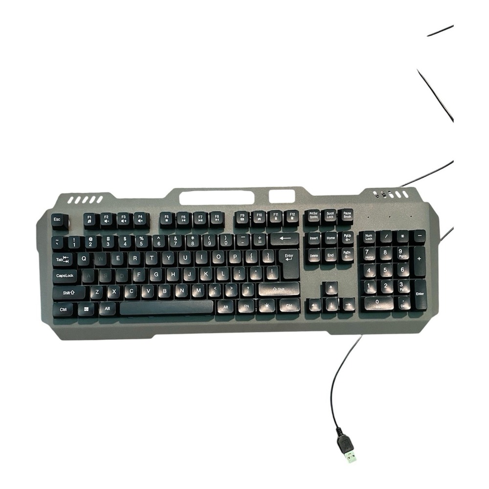Titan Metal Gaming Keyboard RGB LED Wired USB Full Size Tested Working GAKB-0008